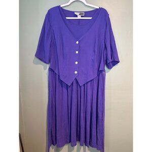 Stacey Tyler Women’s 16 Purple Midi Dress Retro Vintage Y2K Vest Layered Look